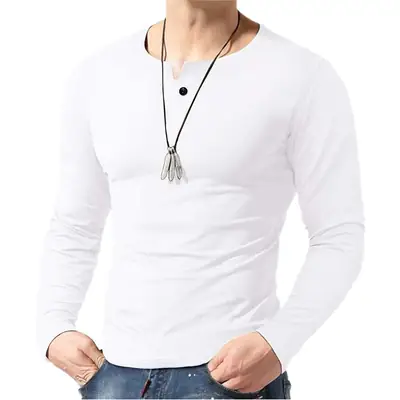 Men's Black Long Sleeve T-Shirt Large Size
