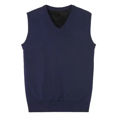 Winter Fleece V-Neck Men's Vest Solid Color