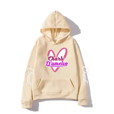 Orange Charli D'Amelio Hoodie Winter Casual Unisex