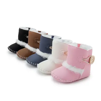 Black Velvet Winter Boots for Toddlers with Faux Fur Trim
