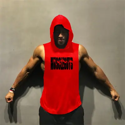 Men's Sleeveless Hooded T-Shirt Mug Cola Red Graphic