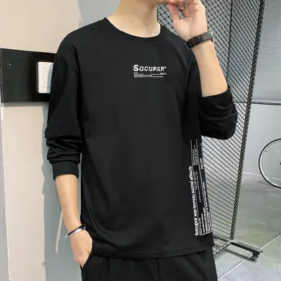 Men's Long Sleeve T-Shirt Light Blue Casual Wear