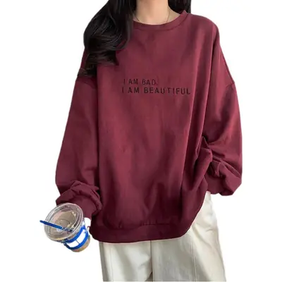 Women's Teal Sweatshirt "I Am Bad" Loose Fit