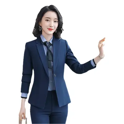 Professional Black Suit Set for Women Spring Autumn Interview Formal Wear