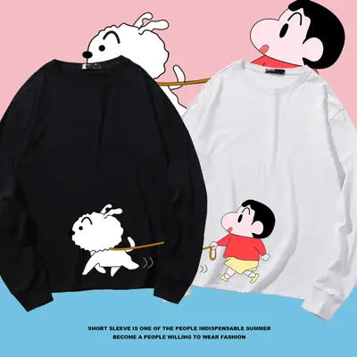 Men Women Red Cotton Anime Crayon T-Shirt