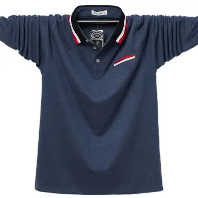 Men Blue Polo Shirt with Red White Trim