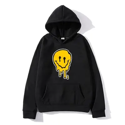 Men's Black Glitter Skull Hoodie with Front Pocket