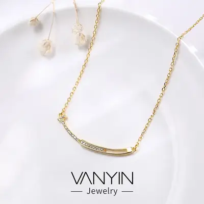 Wanying Jewelry Smile Necklace Women's S925 Sterling Silver Korean Style Diamond-encrusted Niche Design Simple Fashion Collarbone Chain Accessories