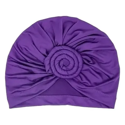 Purple Silk Flower Hat for Women Muslim Milk Silk Turban