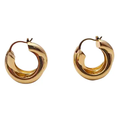 18K Gold Cross Loop Hoop Earrings for Women