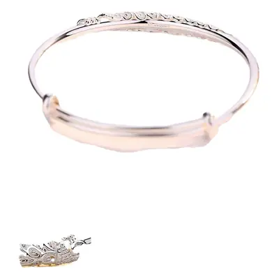 Peacock Design Silver Plated Women's Open Bracelet