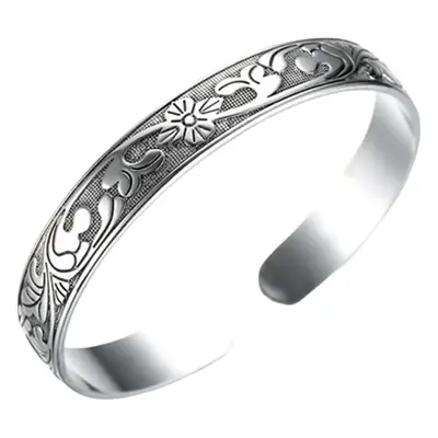 Classic Retro Silver Lotus Leaf Bracelet for Women