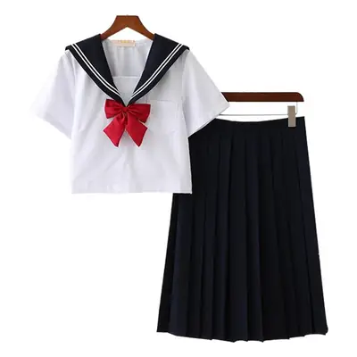 Black Japanese School Pleated Skirt Set for Girls