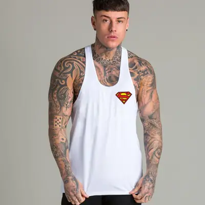 Men's Gray Superman Muscle Vest Summer Training Wear