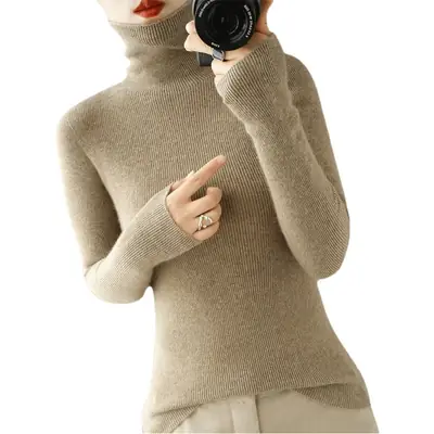 Green Knit Long Sleeve Women's Slim Top