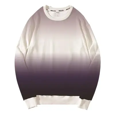 Gradient Round Neck Pullover Sweater Orange White