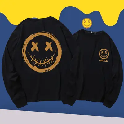Men Green Smiley Graphic Sweatshirt Set Long Sleeve