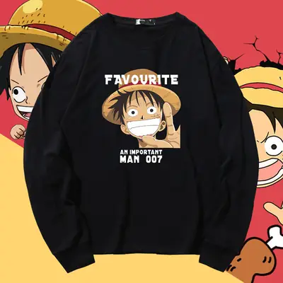 One Piece Luffy Long Sleeve Red Sweatshirt