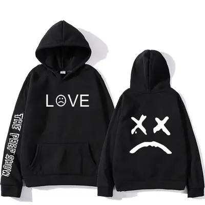 Blue Printed Hoodie Set for Men Love Face Design