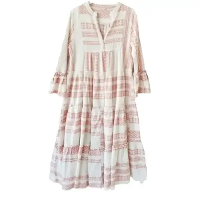 Women's Long Sleeve Geometric Striped Beach Dress