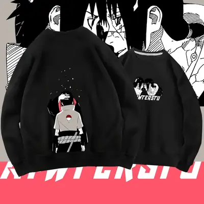 Naruto Anime Print Red Sweatshirt Set for Men Women