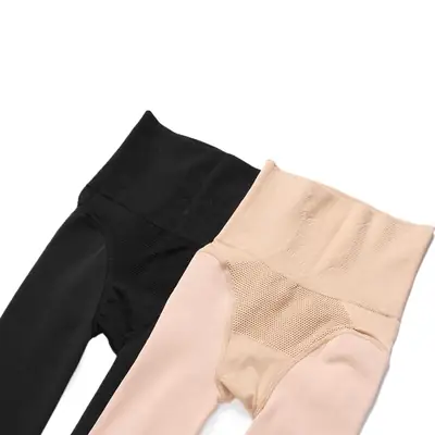 Fleece Lined Fishbone High Waist Tummy Control Pants for Women, Black & Beige, Autumn Winter