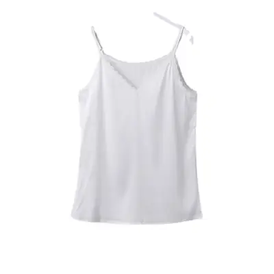 Women Satin V Neck Sleeveless Vest Bottoming Top