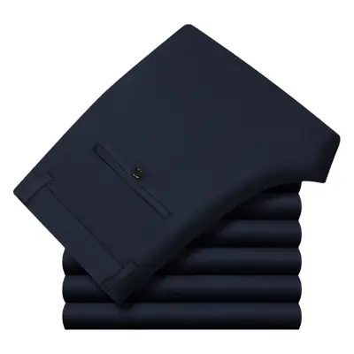 Men's Black Fleece Waist Pants Thick Warm Casual Long