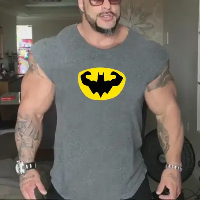 Men's Red Batman Muscle Vest Basketball Print