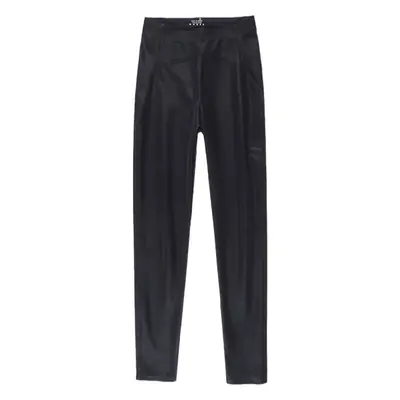 Black Velvet Slimming Leather Pants for Women