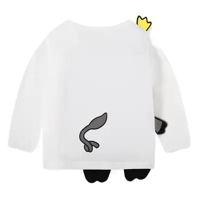 White Long Sleeve Cartoon T-Shirt for Boys One Piece