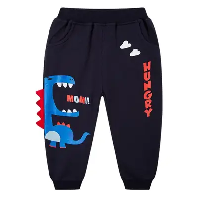 2025 Boys Sports Pants Black Red Dinosaur Print