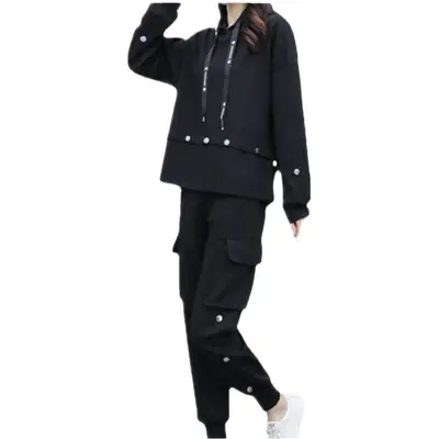 Plus Size Women Black Slimming Two-Piece Set