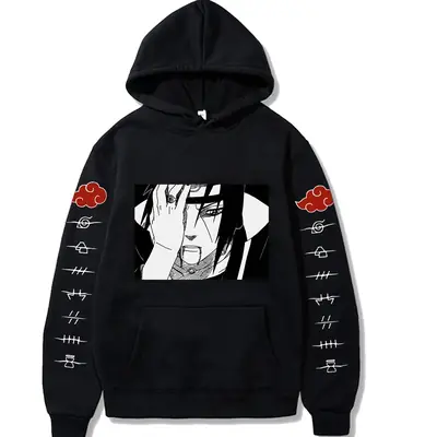 Naruto Logo Fleece Hoodie Red for Men Women