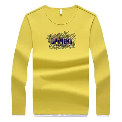 Men Long Sleeve Printed T-Shirt Slim Fit White