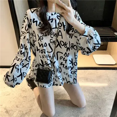 Women Letter Print Loose Top 2020 New Arrival