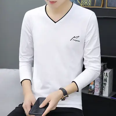 Men's Long Sleeve V-Neck T-Shirt Grey 2020