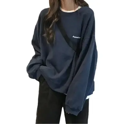 2025 Korean Style Letter Long Sleeve Sweatshirt for Women