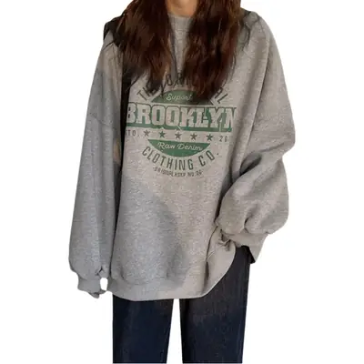 Women Hoodless Sweatshirt Grey Brookney Graphic 2025