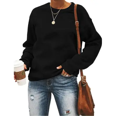 Women's Orange Loose Fit Round Neck Sweater