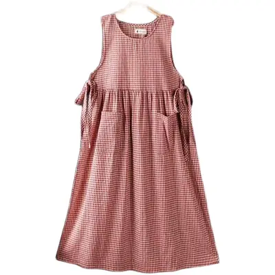 Black Plus Size Apron Dress with Tie & Side Slits