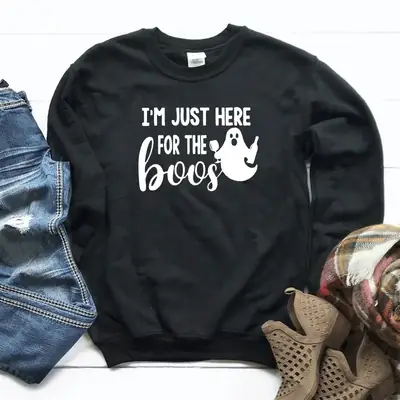 Halloween I'm Just Here for the Boos Crewneck Sweatshirt