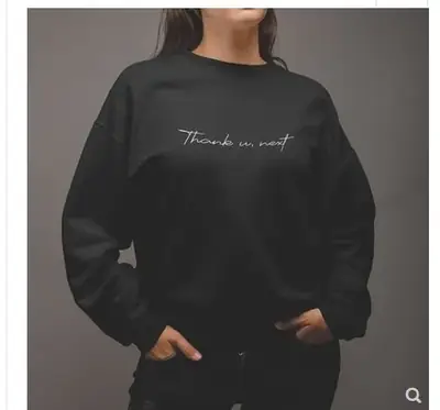 Black Crew Neck Sweatshirt with "Thank U Neat" Print