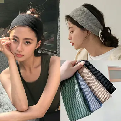 Women's Grey Ribbed Headscarf Summer Wear