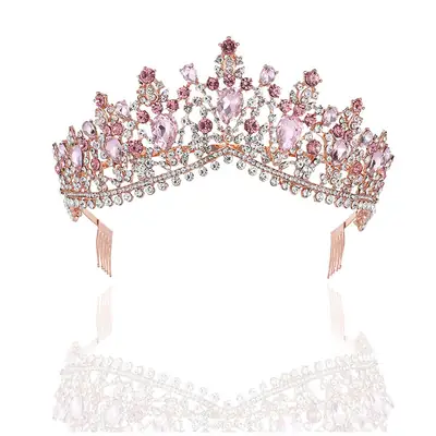 Princess Crown Tiara with Rhinestones for Bridal Wear