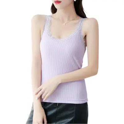 Women Fleece Camisole with Fairy Lace Slim Fit