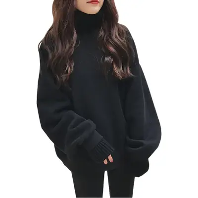 Women Fleece Lined Turtleneck Sweater Winter Warm Jacket