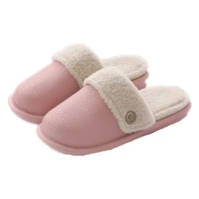 Women Cotton Slippers Pink Winter Home Non-Slip Mat