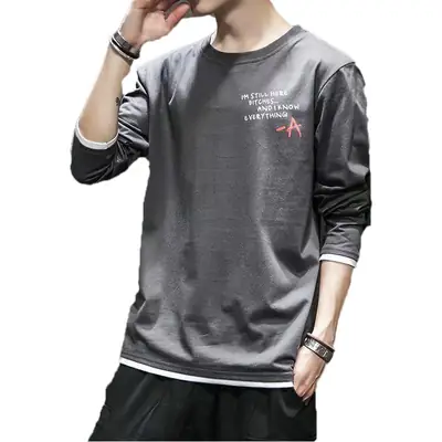 Men White Long Sleeve T-Shirt Believe Print 2020
