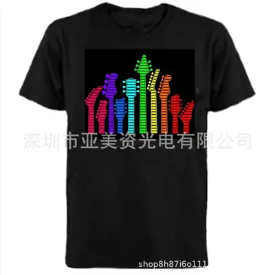 Men Women LED Flashing T-Shirt Black Festival Party Wear